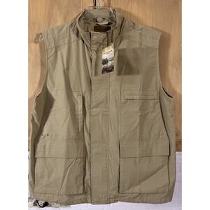 Clearwater Outfitters Vest Mens L Tan Khaki Cargo Full Zip Fishing Outdoor